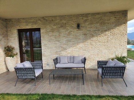 Divano da esterno moderno intrecciato a mano