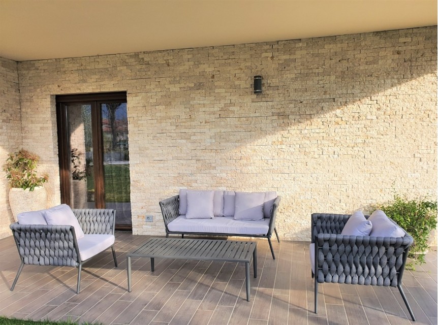 Salotto per esterno di design in corda di tessuto