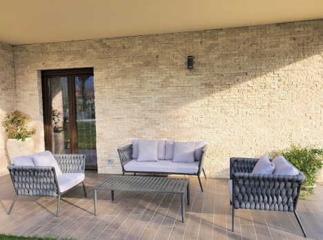 Salotto per esterno di design in corda di tessuto
