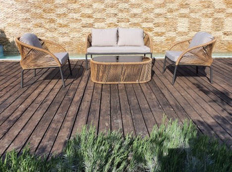 Divanetto per esterni in corda e alluminio