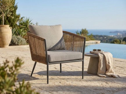 Salotto per esterno di design in corda colore naturale 2