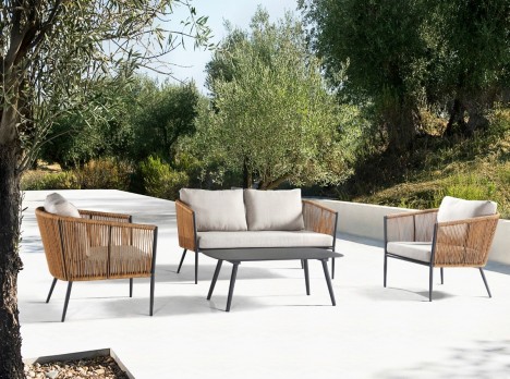 Salotto per esterni elegante in corda