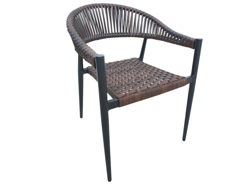 Poltroncina da esterno marrone in fibra sintetica