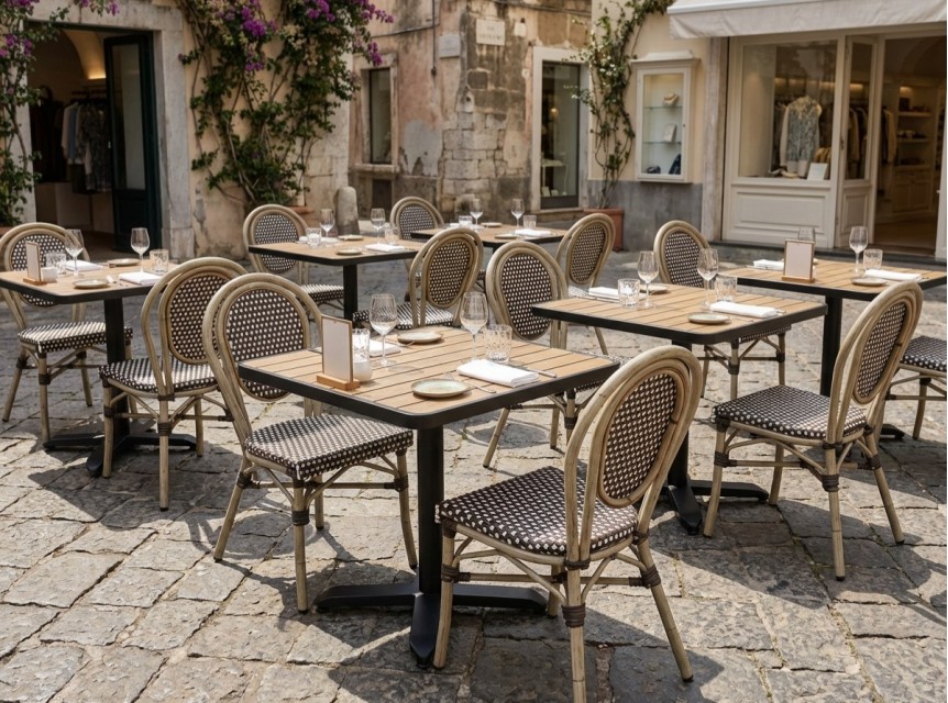 Sedia bistro da esterno impilabile per arredo bar