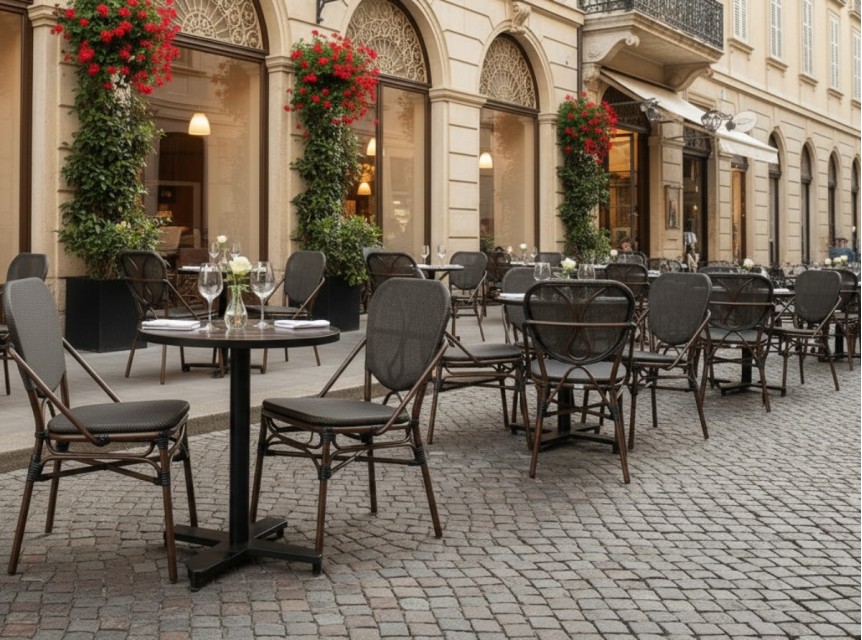 Sedia bistro parigina per esterno elegante