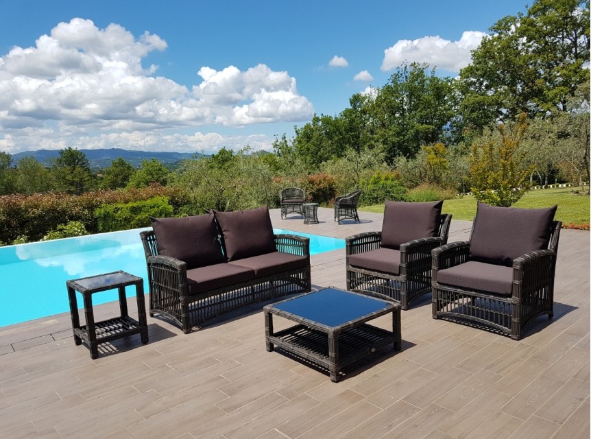 Divano da esterno di design marrone scuro