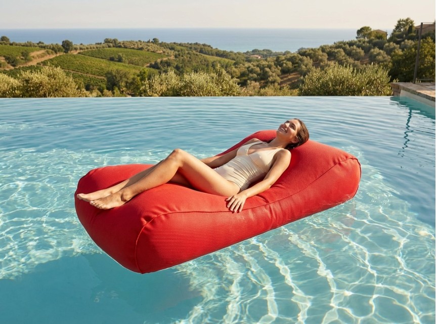 Lettino galleggiante morbido in tessuto colorato