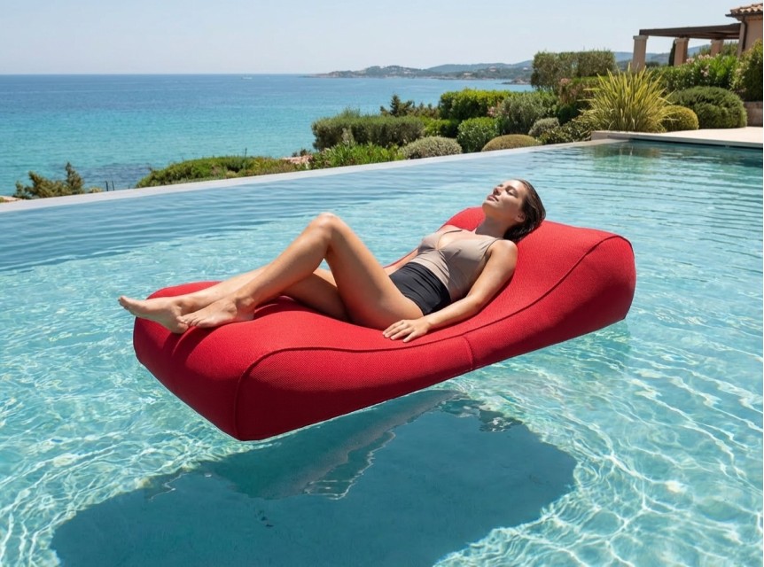 Lettino imbottito galleggiante per piscina