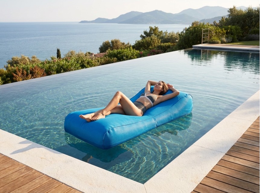 Lettino galleggiante Aqua turchese in tessuto