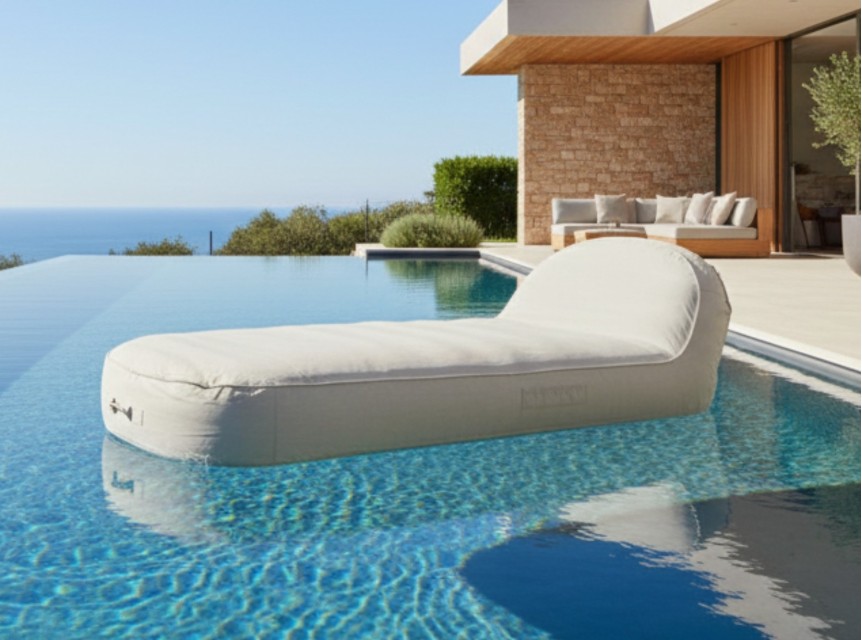 Lettino galleggiante per piscina con schienale ergonomico per un relax totale