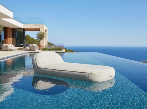 Lettino galleggiante Numa in tessuto Olefine 100%, ideale per piscina, mare e barca