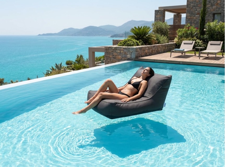 Divano galleggiante per piscina imbottito