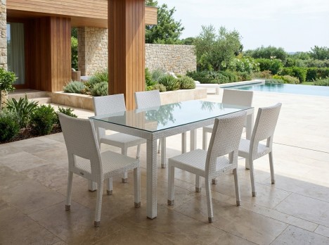 Sedia per esterno Miami in rattan bianco