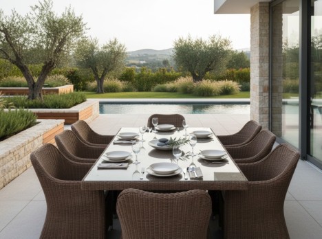 Tavolo da giardino in midollino sintetico