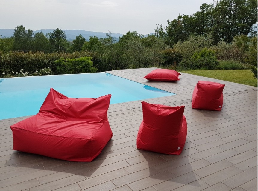 Cuscini da esterno in tessuto outdoor rosso