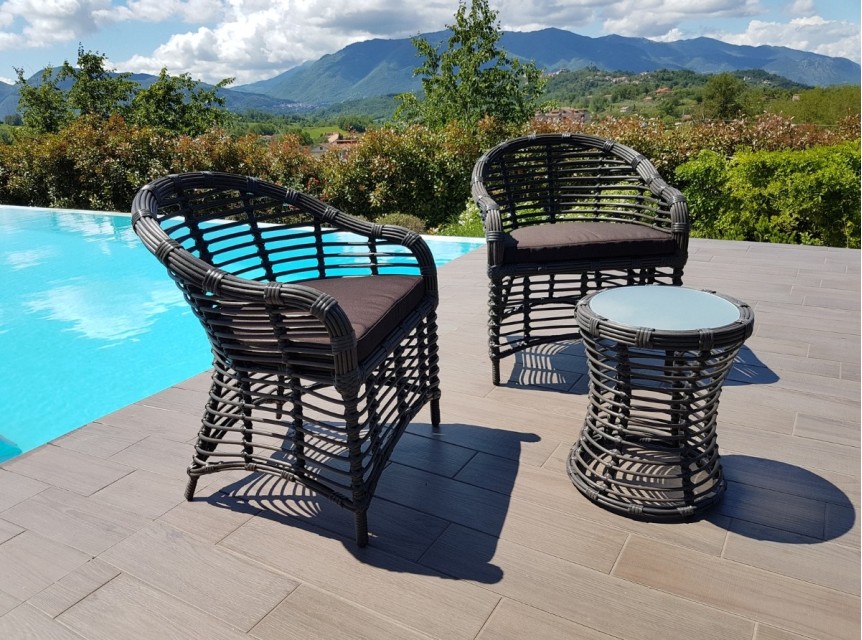 Set due posti per balcone in fibra sintetica