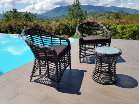 Set due posti per balcone in fibra sintetica