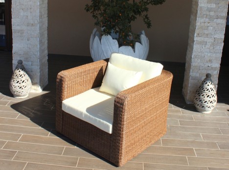 Poltrona  da giardino in rattan sintetico tondo