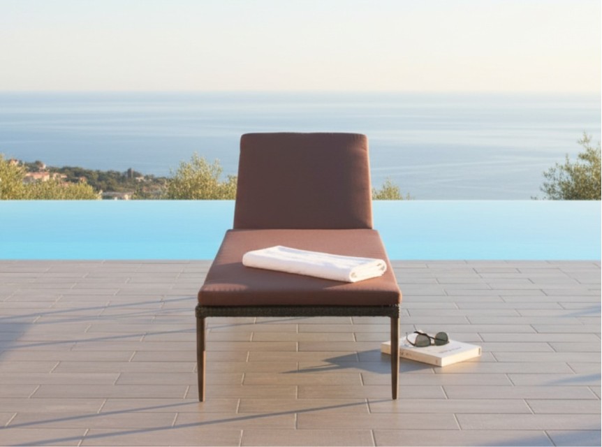 Sdraio di design da piscina con materassino morbido