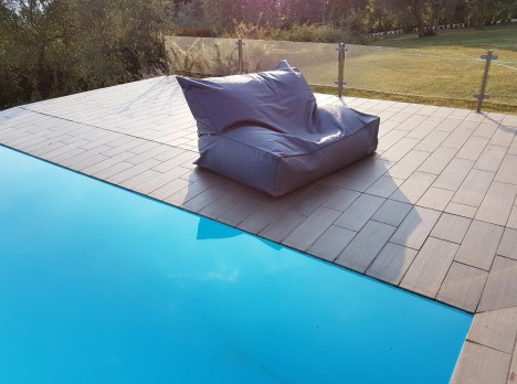 Poltrona a sacco per esterno due posti in tessuto outdoor grigio