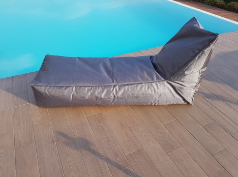 Lettino da piscina in tessuto sfoderabile grigio