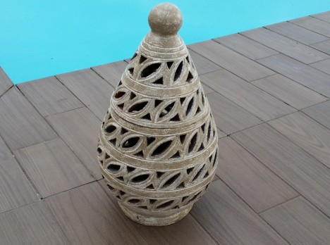 Lanterna in terracotta da giardino alta 55 cm