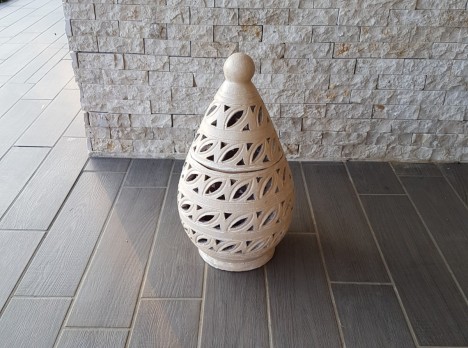 Lanterna per esterno artigianale in terracotta colore white
