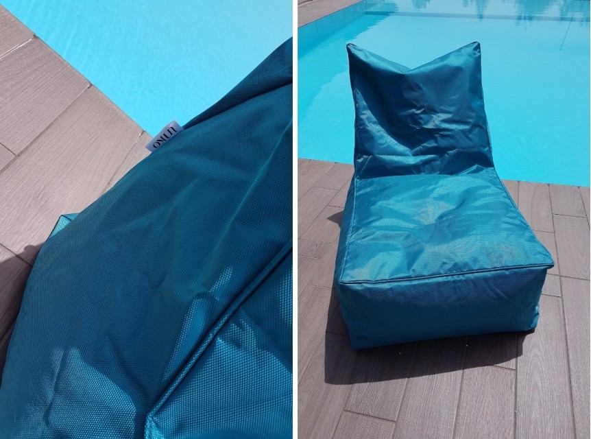 Poltroncina in tessuto per esterno turchese