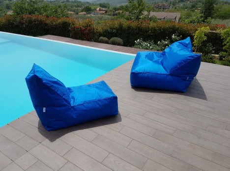 Poltrona morbida per giardino con tessuto outdoor blu