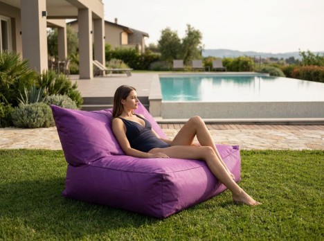 Poltrona due posti da giardino in tessuto con imbottitura morbida