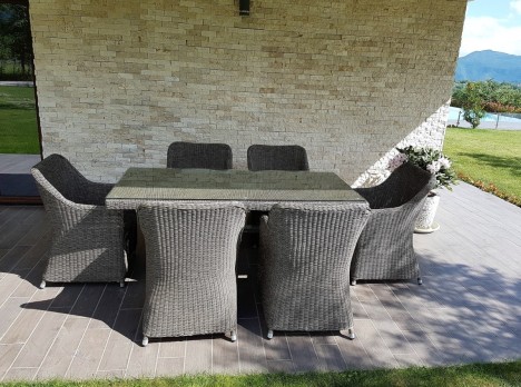 Tavolo sei posti da giardino con poltrone da esterno