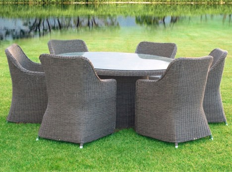 Tavolo tondo per esterno di alta qualità con poltrone