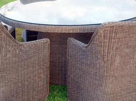 Tavolo tondo per esterno in fibra sintetica sei posti