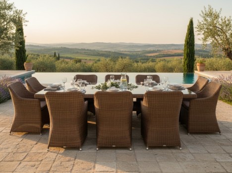 Tavolo dieci posti per esterno in stile classico in fibra sintetica