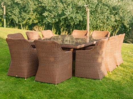 Set da esterno tavolo grande con poltrone dieci posti