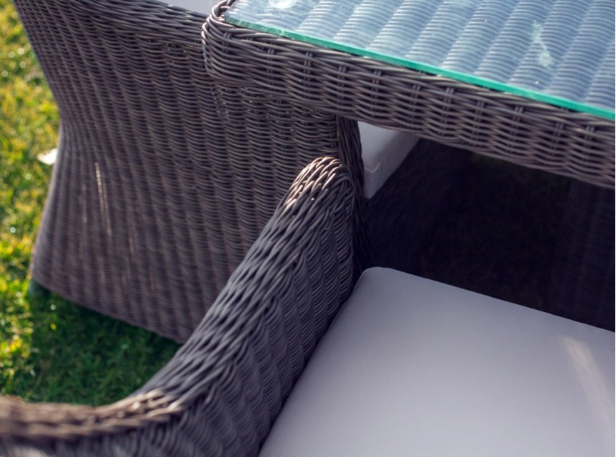 Poltrone da giardino in midollino sintetico con tavolo XXL