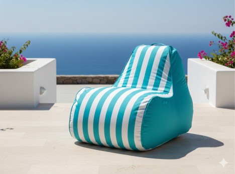 Poltrona a sacco da esterno in tessuto outdoor a strisce
