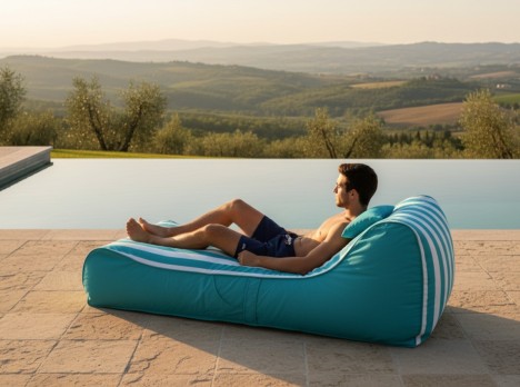 Lettino Imbottito da Esterno Bloom in Olefine | Prendisole Design a Strisce