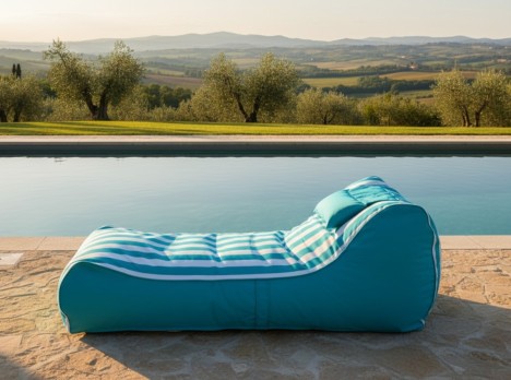 Lettino Imbottito da Esterno Bloom in Olefine | Prendisole Design a Strisce