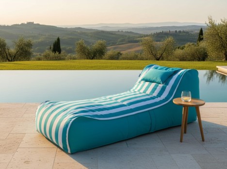 Lettino Imbottito da Esterno Bloom in Olefine | Prendisole Design a Strisce