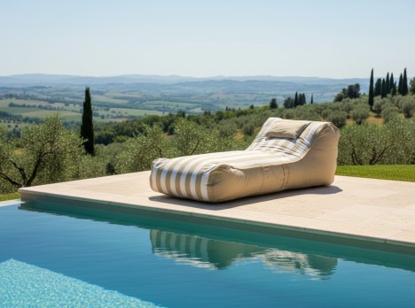 Lettino Imbottito da Esterno Bloom in Olefine | Prendisole Design a Strisce