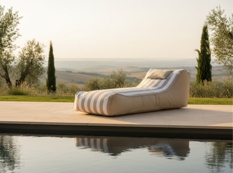 Lettino Imbottito da Esterno Bloom in Olefine | Prendisole Design a Strisce