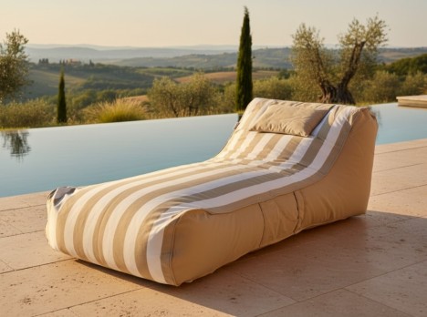 Lettino Imbottito da Esterno Bloom in Olefine | Prendisole Design a Strisce
