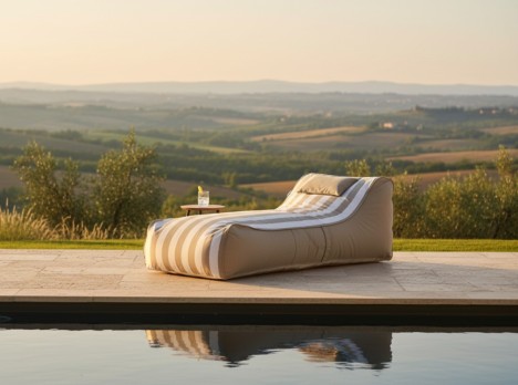 Lettino Imbottito da Esterno Bloom in Olefine | Prendisole Design a Strisce