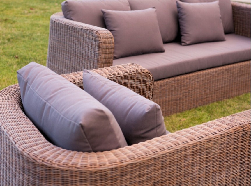 Salotto da giardino in midollino sintetico Thay