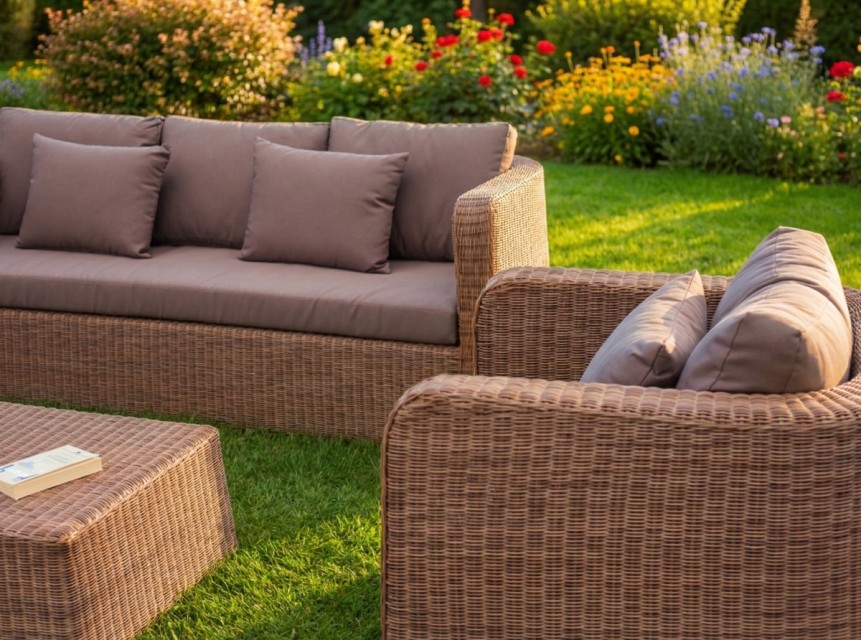 Intreccio in midollino sintetico colore marrone