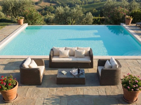 Salotto grandi dimensioni per giardino con poltrone ampie