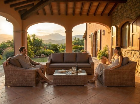 Salotto da giardino XXL con intreccio effetto naturale