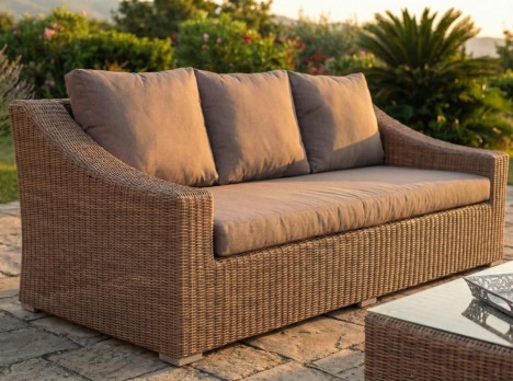 Divano da giardino tre posti intrecciato a mano