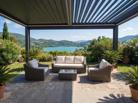 Salotto di design per esterni eleganti e confortevoli